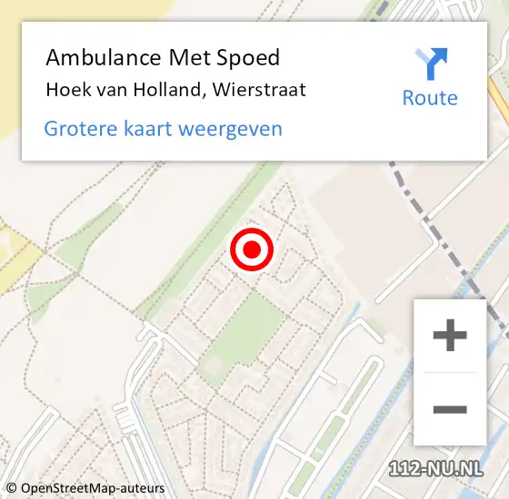 Locatie op kaart van de 112 melding: Ambulance Met Spoed Naar Hoek van Holland, Wierstraat op 23 augustus 2023 14:38