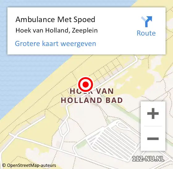 Locatie op kaart van de 112 melding: Ambulance Met Spoed Naar Hoek van Holland, Zeeplein op 23 augustus 2023 15:03