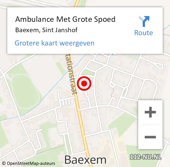 Locatie op kaart van de 112 melding: Ambulance Met Grote Spoed Naar Baexem, Sint Janshof op 23 augustus 2023 15:05