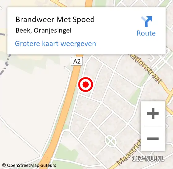 Locatie op kaart van de 112 melding: Brandweer Met Spoed Naar Beek, Oranjesingel op 23 augustus 2023 15:13