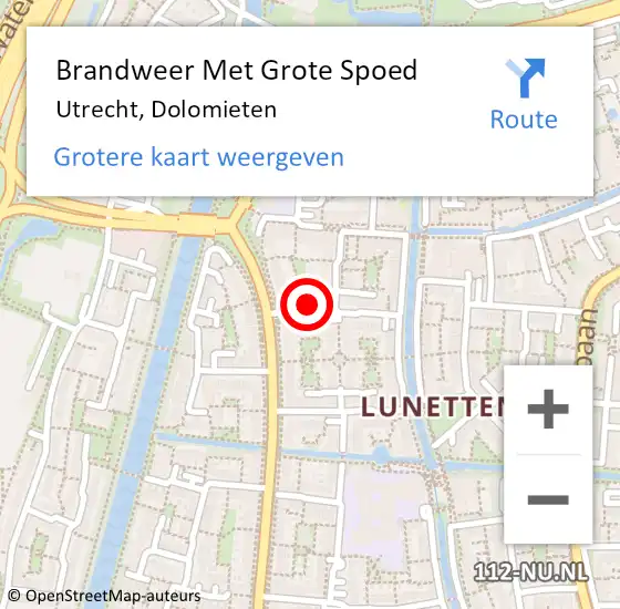 Locatie op kaart van de 112 melding: Brandweer Met Grote Spoed Naar Utrecht, Dolomieten op 23 augustus 2023 15:19
