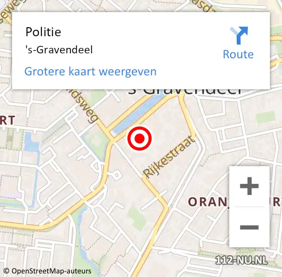 Locatie op kaart van de 112 melding: Politie 's-Gravendeel op 23 augustus 2023 15:23