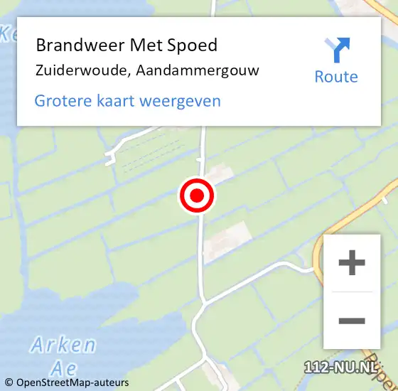 Locatie op kaart van de 112 melding: Brandweer Met Spoed Naar Zuiderwoude, Aandammergouw op 13 oktober 2013 16:51