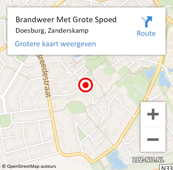 Locatie op kaart van de 112 melding: Brandweer Met Grote Spoed Naar Doesburg, Zanderskamp op 23 augustus 2023 16:00