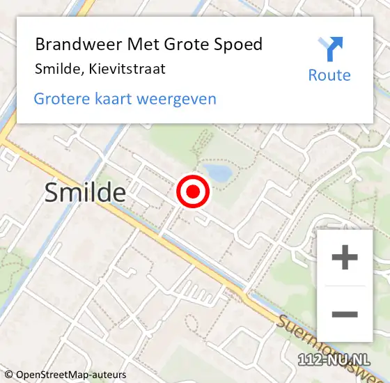 Locatie op kaart van de 112 melding: Brandweer Met Grote Spoed Naar Smilde, Kievitstraat op 5 september 2014 16:46