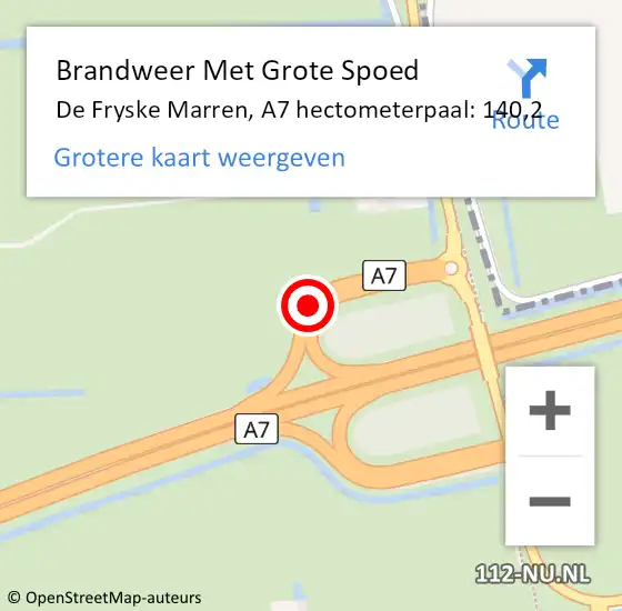 Locatie op kaart van de 112 melding: Brandweer Met Grote Spoed Naar De Fryske Marren, A7 hectometerpaal: 140,2 op 23 augustus 2023 16:29