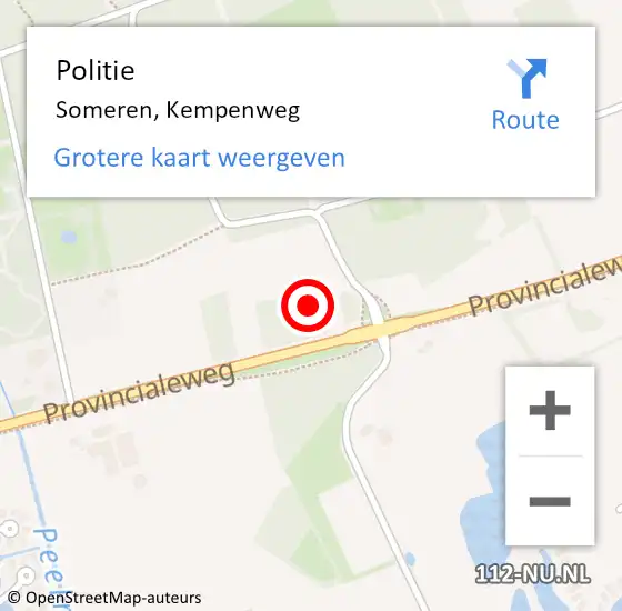 Locatie op kaart van de 112 melding: Politie Someren, Kempenweg op 23 augustus 2023 16:31