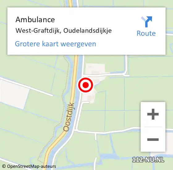 Locatie op kaart van de 112 melding: Ambulance West-Graftdijk, Oudelandsdijkje op 23 augustus 2023 16:32