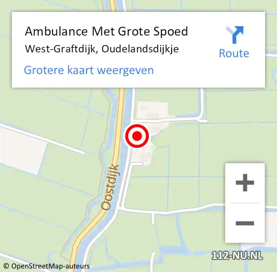Locatie op kaart van de 112 melding: Ambulance Met Grote Spoed Naar West-Graftdijk, Oudelandsdijkje op 23 augustus 2023 16:32