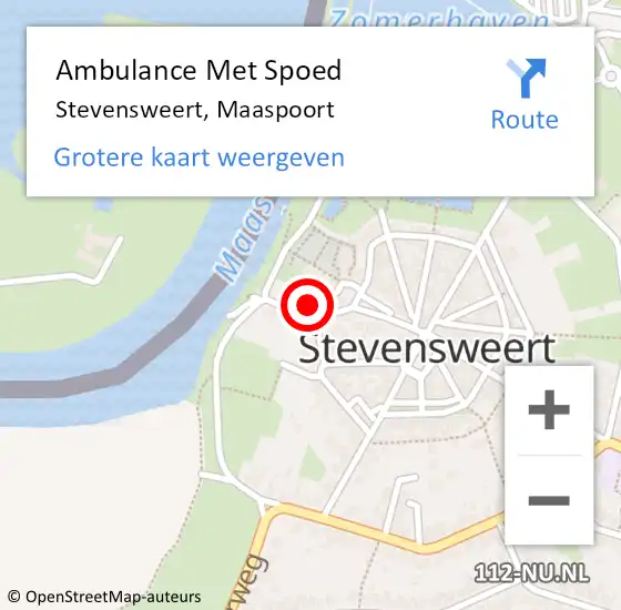 Locatie op kaart van de 112 melding: Ambulance Met Spoed Naar Stevensweert, Maaspoort op 23 augustus 2023 16:36