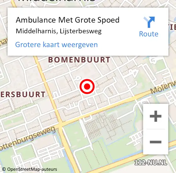 Locatie op kaart van de 112 melding: Ambulance Met Grote Spoed Naar Middelharnis, Lijsterbesweg op 23 augustus 2023 16:41
