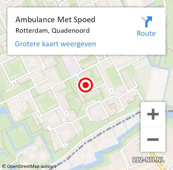 Locatie op kaart van de 112 melding: Ambulance Met Spoed Naar Rotterdam, Quadenoord op 23 augustus 2023 16:56