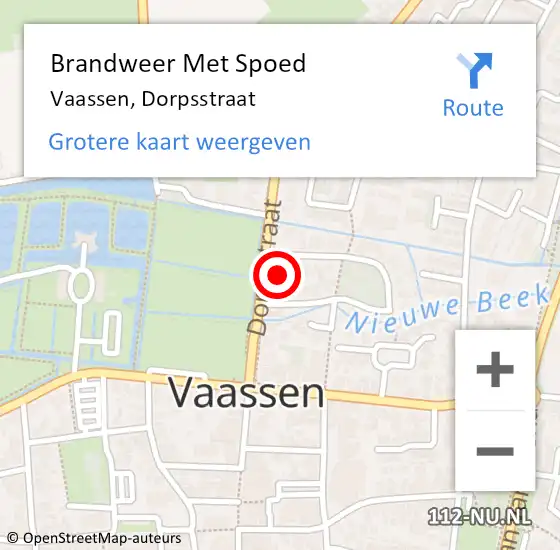 Locatie op kaart van de 112 melding: Brandweer Met Spoed Naar Vaassen, Dorpsstraat op 23 augustus 2023 17:11