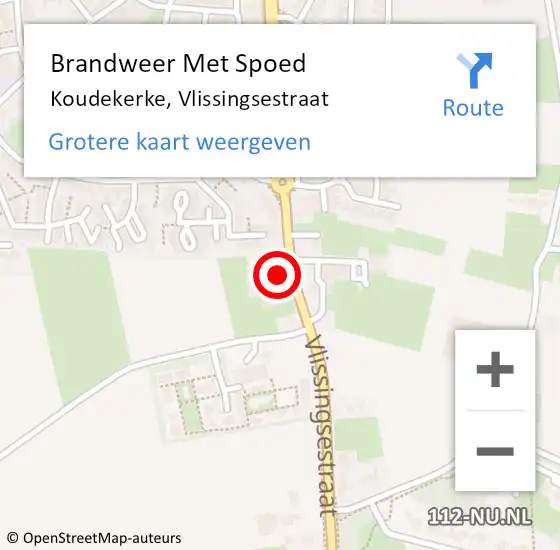 Locatie op kaart van de 112 melding: Brandweer Met Spoed Naar Koudekerke, Vlissingsestraat op 23 augustus 2023 17:15