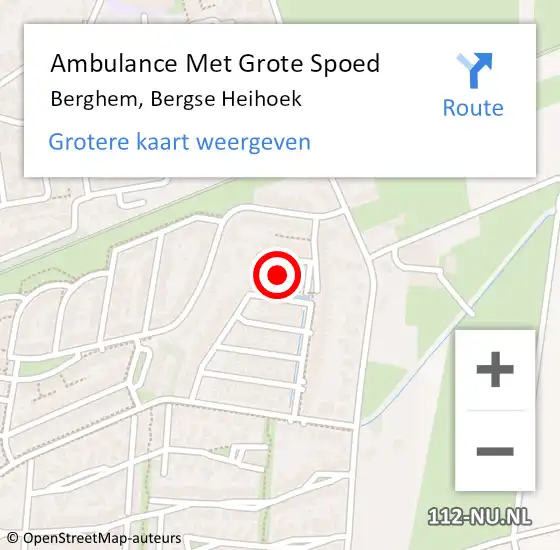 Locatie op kaart van de 112 melding: Ambulance Met Grote Spoed Naar Berghem, Bergse Heihoek op 5 september 2014 16:51