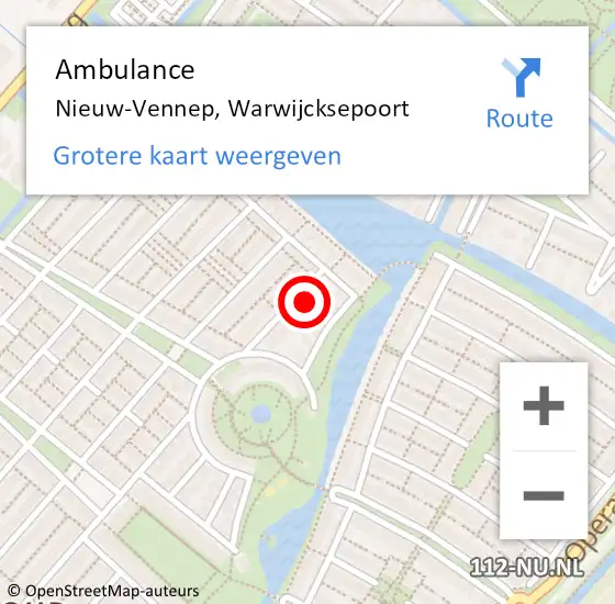 Locatie op kaart van de 112 melding: Ambulance Nieuw-Vennep, Warwijcksepoort op 23 augustus 2023 17:21