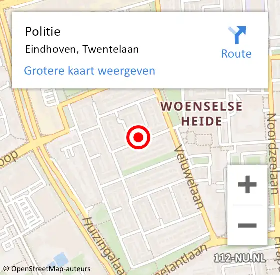 Locatie op kaart van de 112 melding: Politie Eindhoven, Twentelaan op 23 augustus 2023 17:22