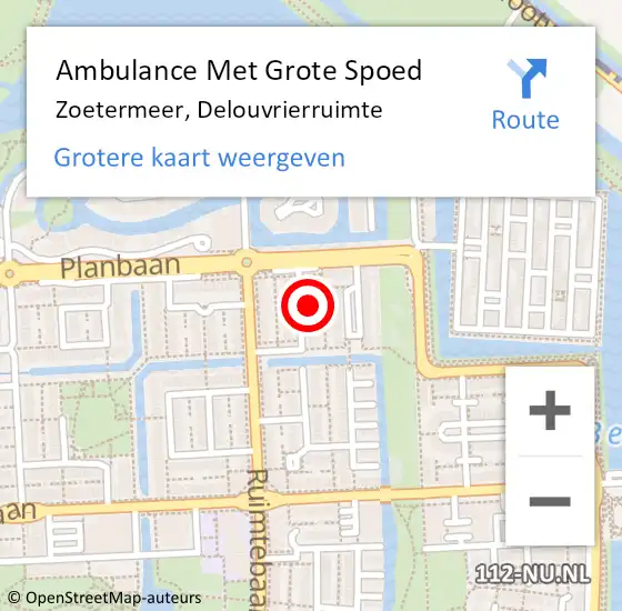 Locatie op kaart van de 112 melding: Ambulance Met Grote Spoed Naar Zoetermeer, Delouvrierruimte op 23 augustus 2023 17:39