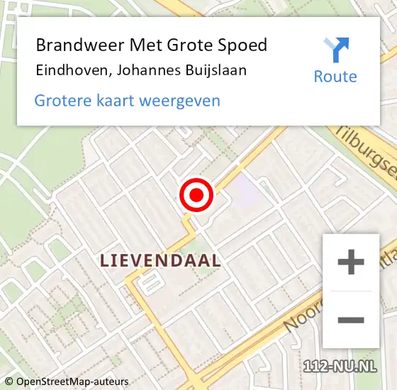 Locatie op kaart van de 112 melding: Brandweer Met Grote Spoed Naar Eindhoven, Johannes Buijslaan op 23 augustus 2023 18:01