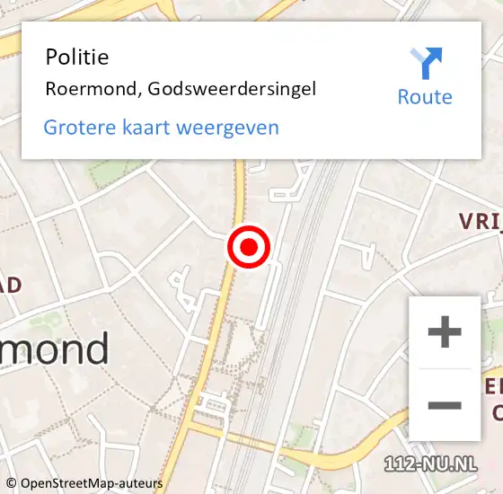 Locatie op kaart van de 112 melding: Politie Roermond, Godsweerdersingel op 23 augustus 2023 19:01