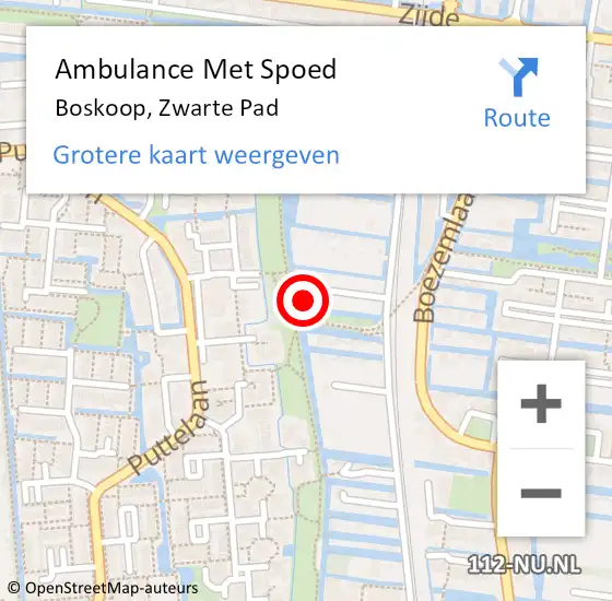 Locatie op kaart van de 112 melding: Ambulance Met Spoed Naar Boskoop, Zwarte Pad op 23 augustus 2023 19:28