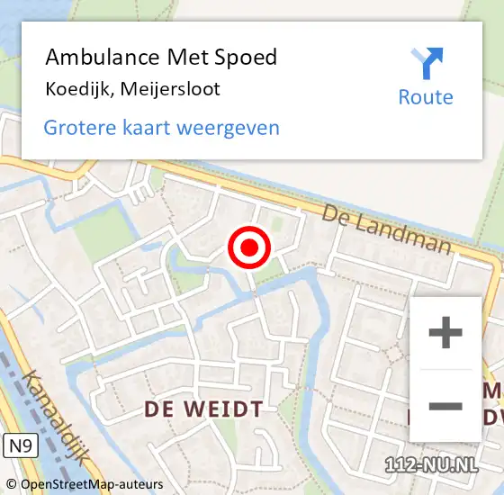 Locatie op kaart van de 112 melding: Ambulance Met Spoed Naar Koedijk, Meijersloot op 23 augustus 2023 19:29