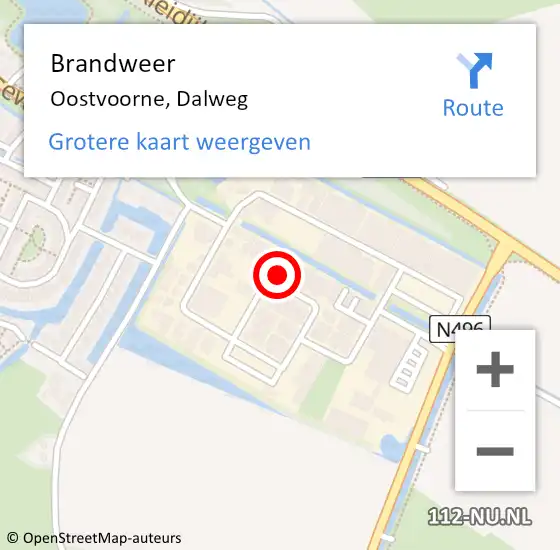 Locatie op kaart van de 112 melding: Brandweer Oostvoorne, Dalweg op 23 augustus 2023 19:36