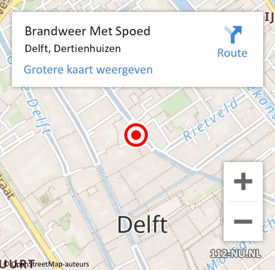 Locatie op kaart van de 112 melding: Brandweer Met Spoed Naar Delft, Dertienhuizen op 23 augustus 2023 19:57