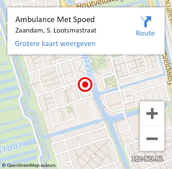 Locatie op kaart van de 112 melding: Ambulance Met Spoed Naar Zaandam, S. Lootsmastraat op 23 augustus 2023 19:57