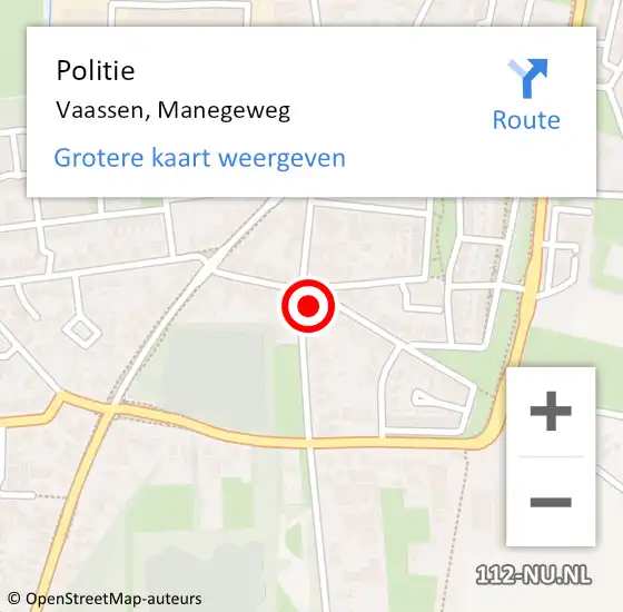 Locatie op kaart van de 112 melding: Politie Vaassen, Manegeweg op 23 augustus 2023 20:04