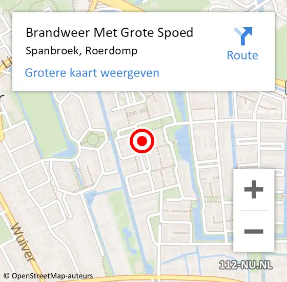 Locatie op kaart van de 112 melding: Brandweer Met Grote Spoed Naar Spanbroek, Roerdomp op 23 augustus 2023 20:54