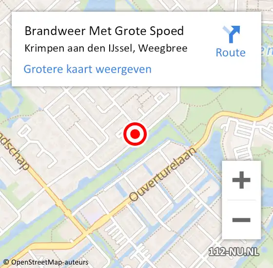 Locatie op kaart van de 112 melding: Brandweer Met Grote Spoed Naar Krimpen aan den IJssel, Weegbree op 23 augustus 2023 21:39