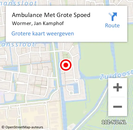 Locatie op kaart van de 112 melding: Ambulance Met Grote Spoed Naar Wormer, Jan Kamphof op 23 augustus 2023 22:13