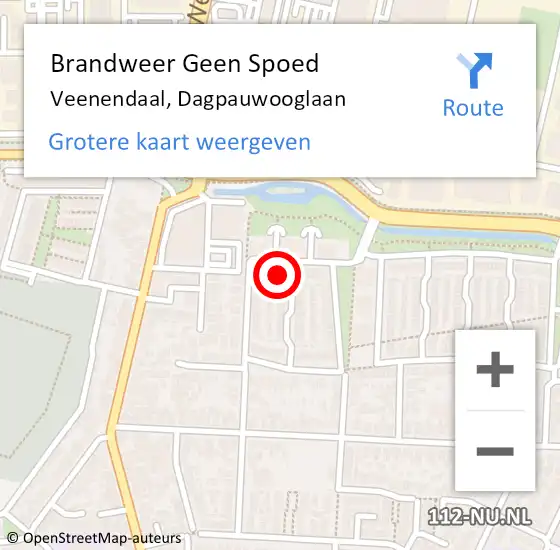 Locatie op kaart van de 112 melding: Brandweer Geen Spoed Naar Veenendaal, Dagpauwooglaan op 23 augustus 2023 22:22