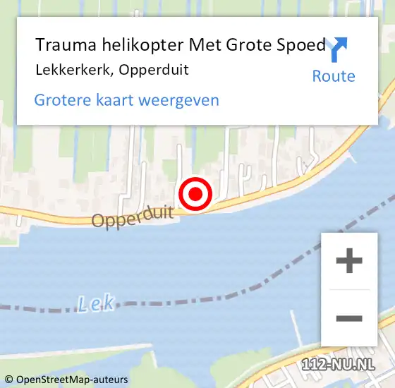 Locatie op kaart van de 112 melding: Trauma helikopter Met Grote Spoed Naar Lekkerkerk, Opperduit op 23 augustus 2023 22:22