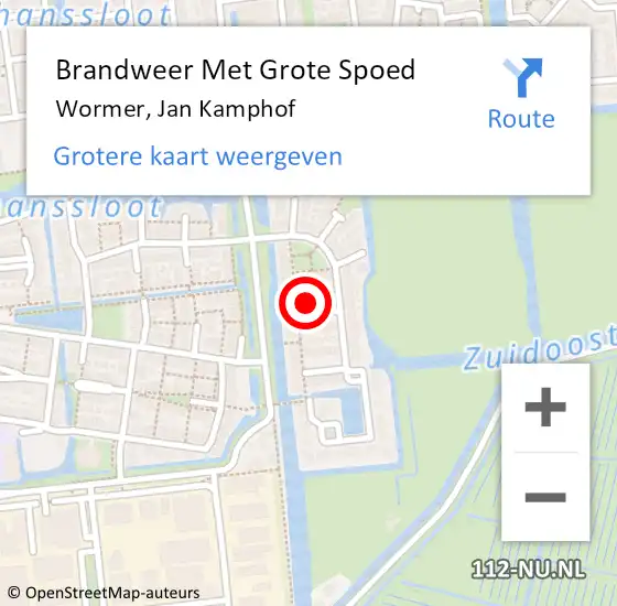 Locatie op kaart van de 112 melding: Brandweer Met Grote Spoed Naar Wormer, Jan Kamphof op 23 augustus 2023 22:43