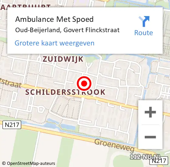 Locatie op kaart van de 112 melding: Ambulance Met Spoed Naar Oud-Beijerland, Govert Flinckstraat op 23 augustus 2023 22:51