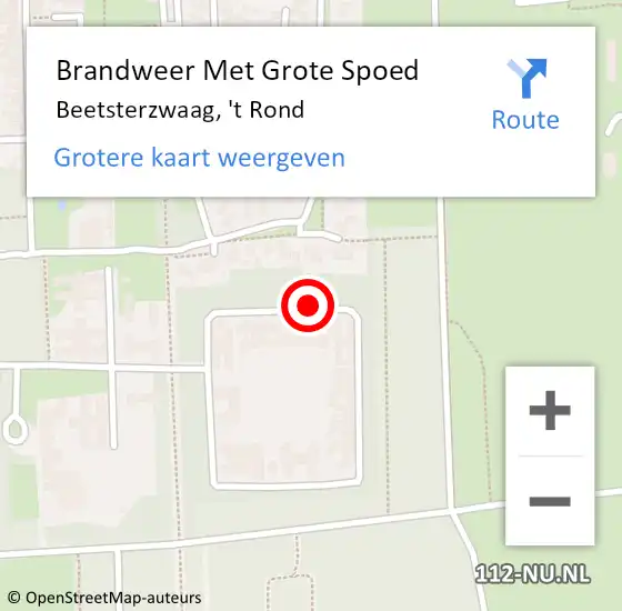 Locatie op kaart van de 112 melding: Brandweer Met Grote Spoed Naar Beetsterzwaag, 't Rond op 23 augustus 2023 22:51