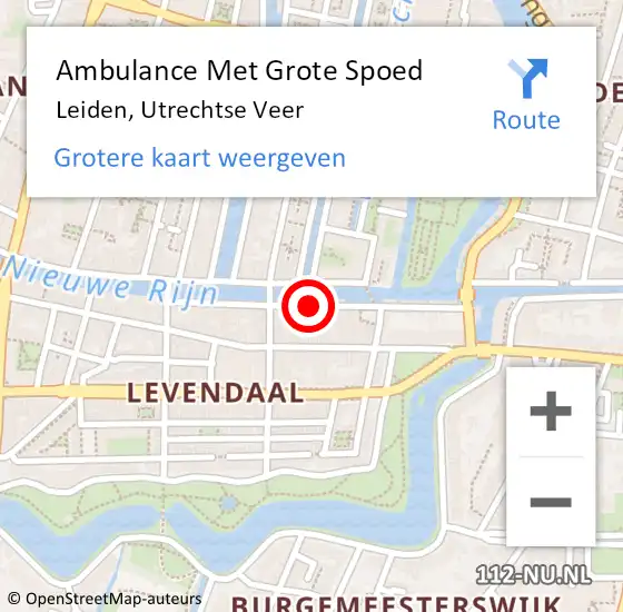 Locatie op kaart van de 112 melding: Ambulance Met Grote Spoed Naar Leiden, Utrechtse Veer op 23 augustus 2023 23:26