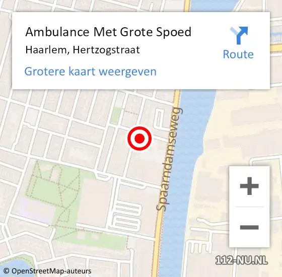 Locatie op kaart van de 112 melding: Ambulance Met Grote Spoed Naar Haarlem, Hertzogstraat op 23 augustus 2023 23:56