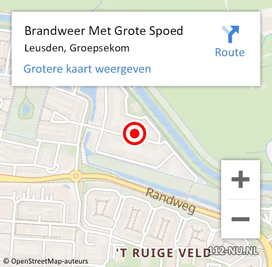 Locatie op kaart van de 112 melding: Brandweer Met Grote Spoed Naar Leusden, Groepsekom op 24 augustus 2023 00:01