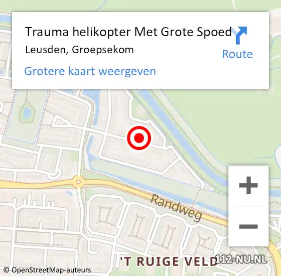 Locatie op kaart van de 112 melding: Trauma helikopter Met Grote Spoed Naar Leusden, Groepsekom op 24 augustus 2023 00:02