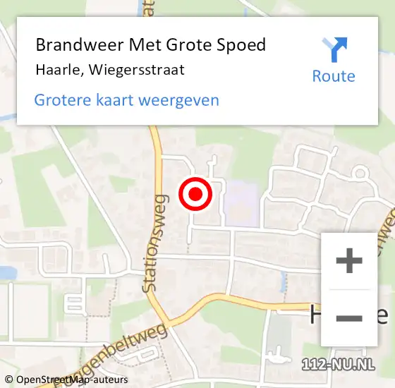 Locatie op kaart van de 112 melding: Brandweer Met Grote Spoed Naar Haarle, Wiegersstraat op 24 augustus 2023 00:03