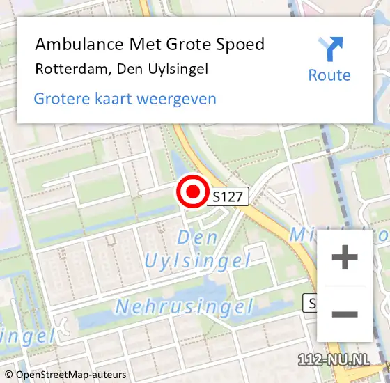 Locatie op kaart van de 112 melding: Ambulance Met Grote Spoed Naar Rotterdam, Den Uylsingel op 24 augustus 2023 00:33