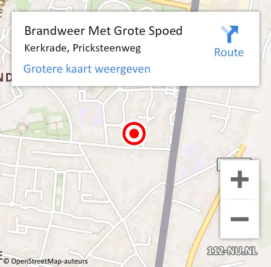 Locatie op kaart van de 112 melding: Brandweer Met Grote Spoed Naar Kerkrade, Pricksteenweg op 24 augustus 2023 00:38