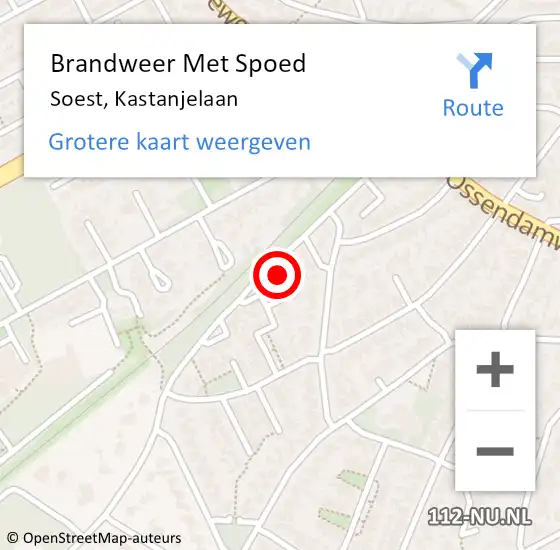 Locatie op kaart van de 112 melding: Brandweer Met Spoed Naar Soest, Kastanjelaan op 24 augustus 2023 01:00