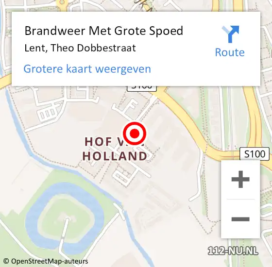 Locatie op kaart van de 112 melding: Brandweer Met Grote Spoed Naar Lent, Theo Dobbestraat op 24 augustus 2023 01:21