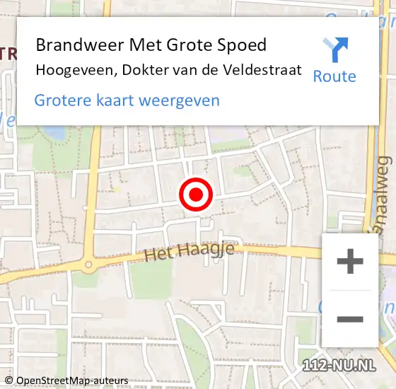 Locatie op kaart van de 112 melding: Brandweer Met Grote Spoed Naar Hoogeveen, Dokter van de Veldestraat op 24 augustus 2023 02:53