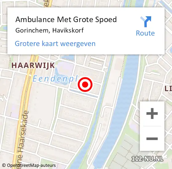 Locatie op kaart van de 112 melding: Ambulance Met Grote Spoed Naar Gorinchem, Havikskorf op 24 augustus 2023 03:04