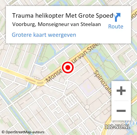 Locatie op kaart van de 112 melding: Trauma helikopter Met Grote Spoed Naar Voorburg, Monseigneur van Steelaan op 24 augustus 2023 05:51